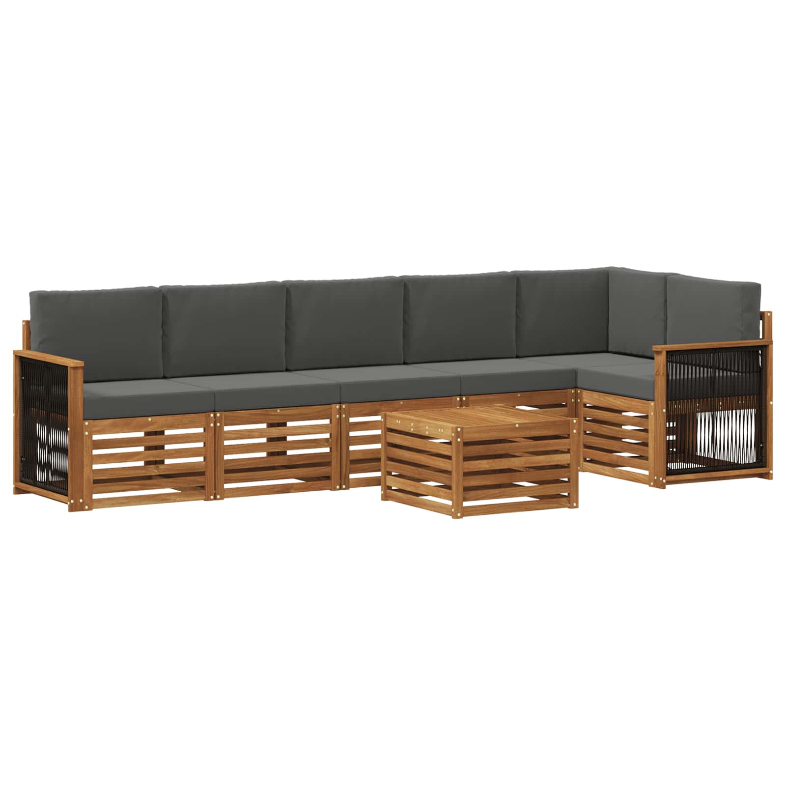 Outdoor-Sofagarnitur 6 stk. Natur und Anthrazit