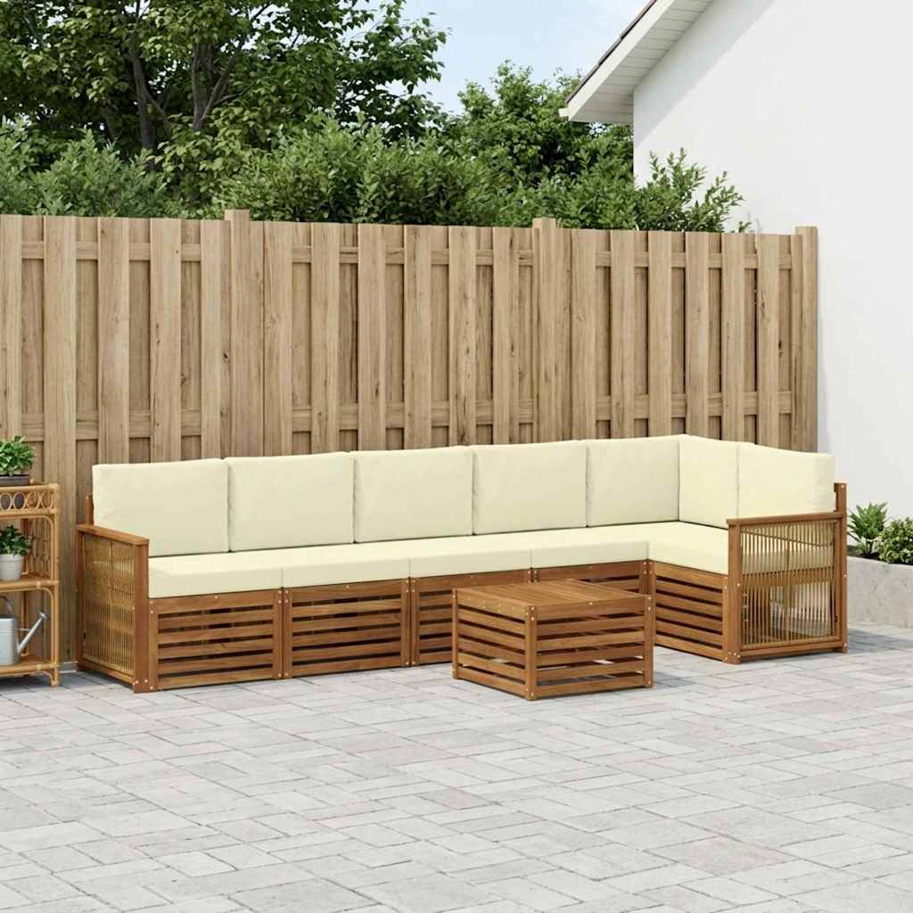 Ecksofa Set mit Kissen 6 pcs Natur und Creme
