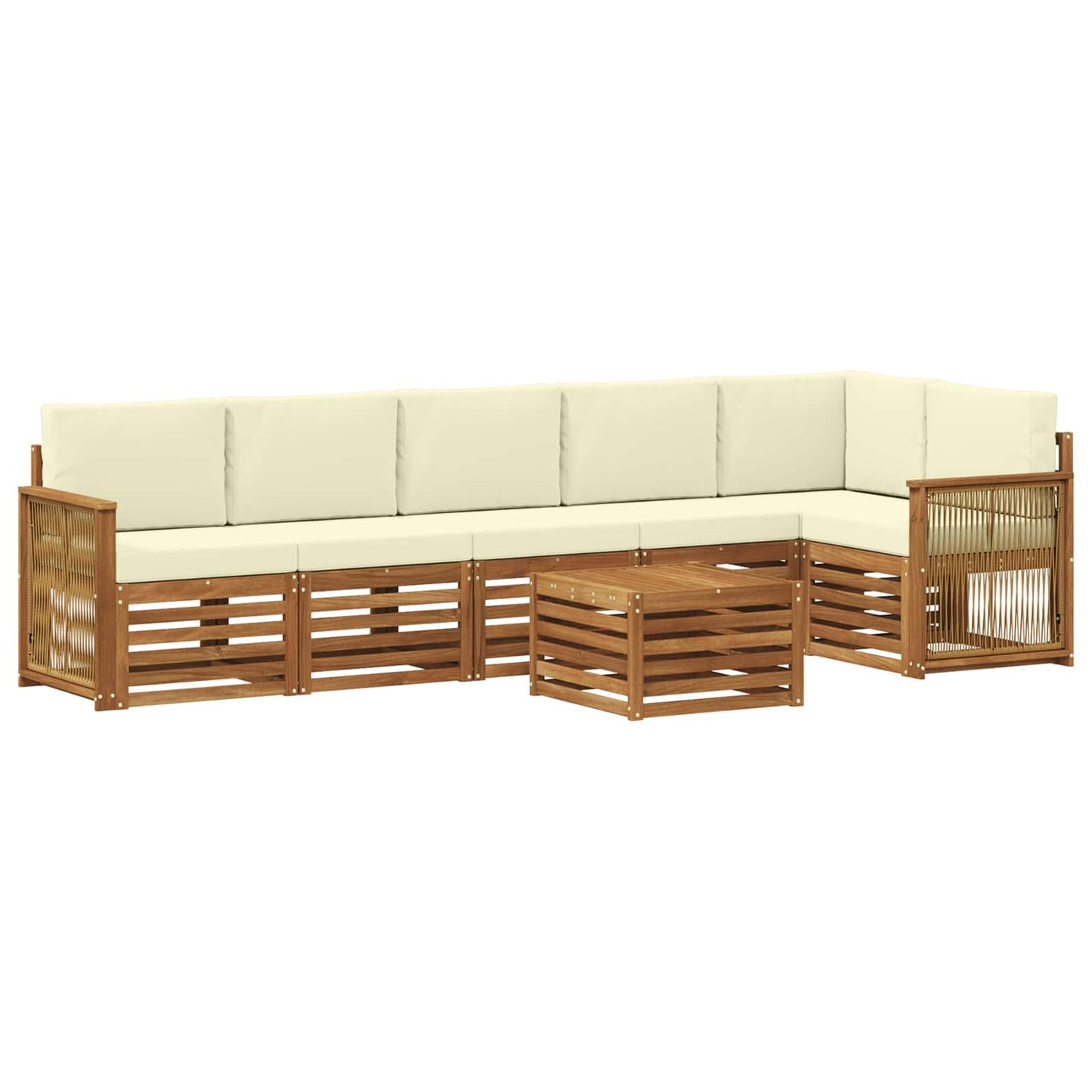 Ecksofa Set mit Kissen 6 pcs Natur und Creme