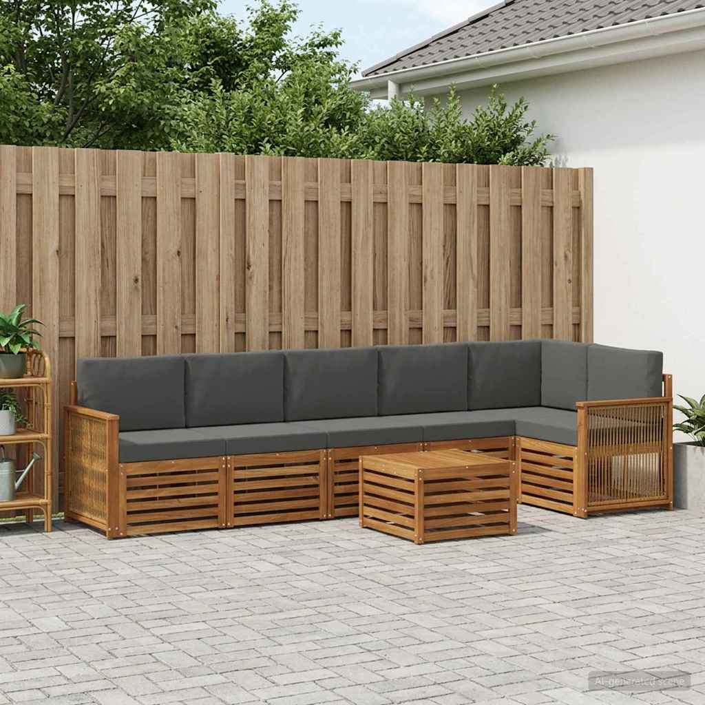 Ecksofa Set mit Kissen 6 pcs Natur und Anthrazit