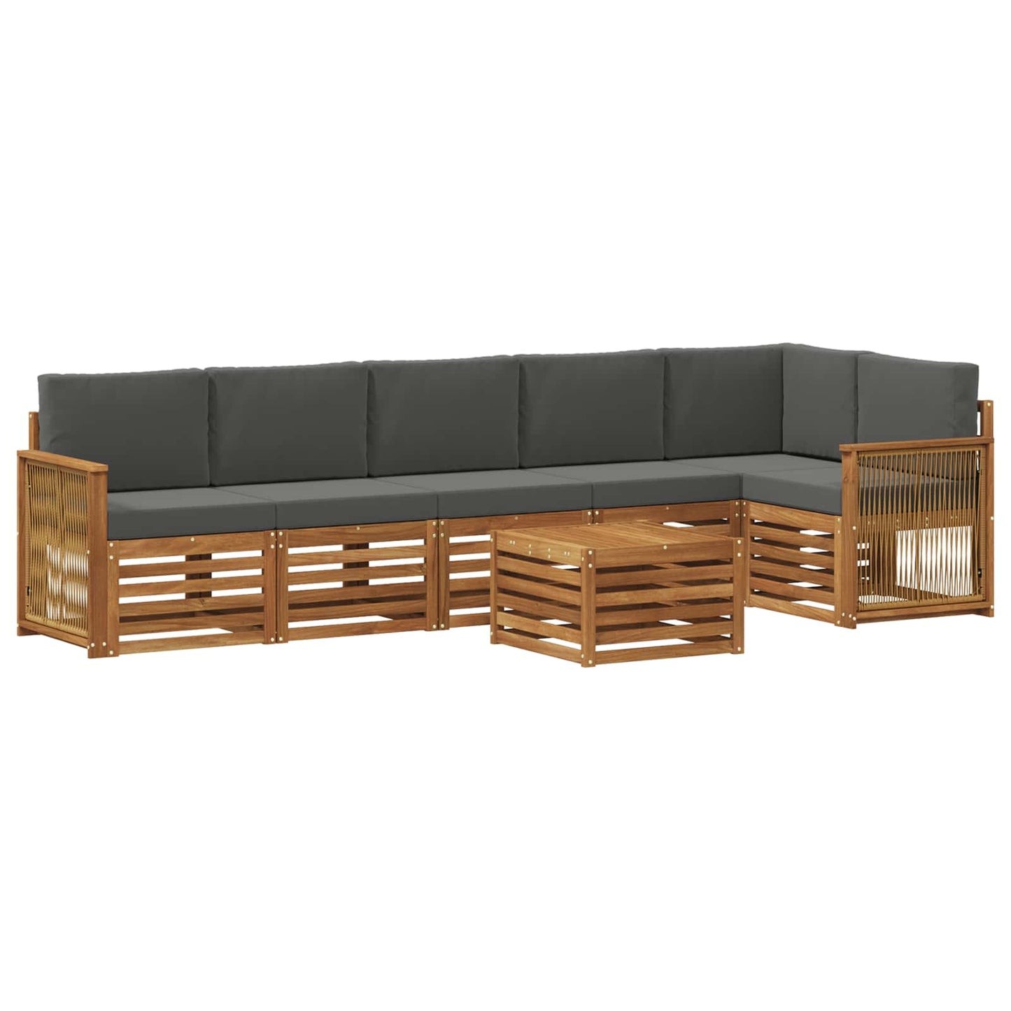 Ecksofa Set mit Kissen 6 pcs Natur und Anthrazit