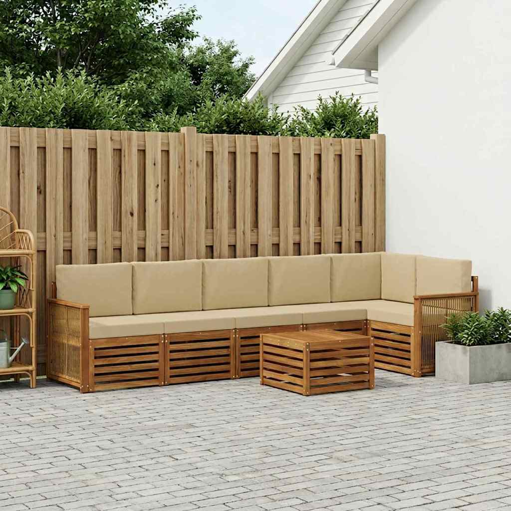 Outdoor-Sofagarnitur 6 stk. Natur