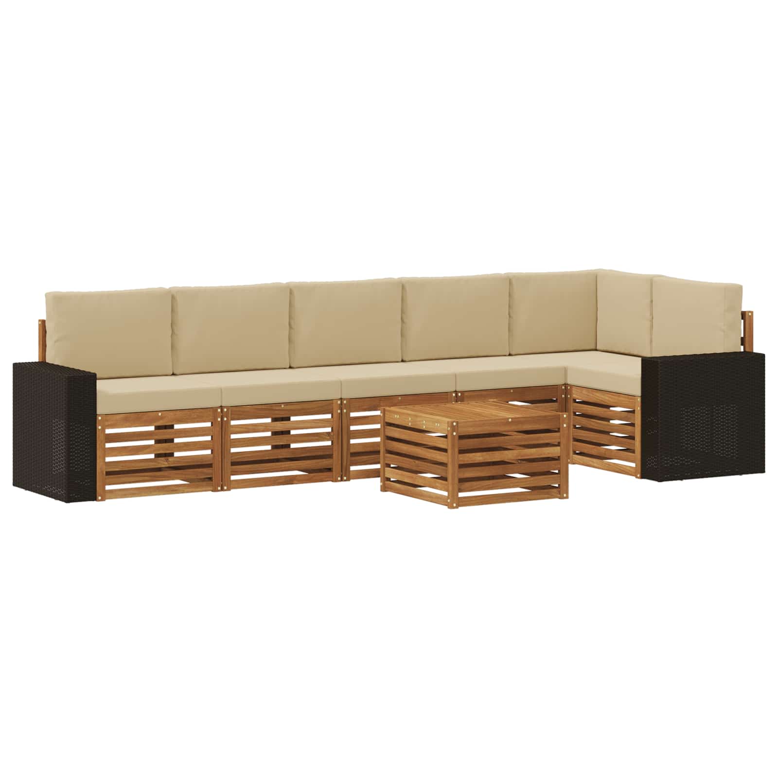 Outdoor-Sofagarnitur 7 stk. Natur und Beige Polyester