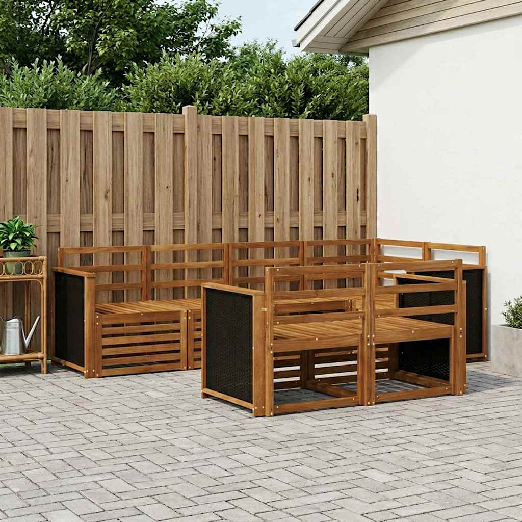 Ecksofa Set 6 pcs Natur Massivholz Akazie