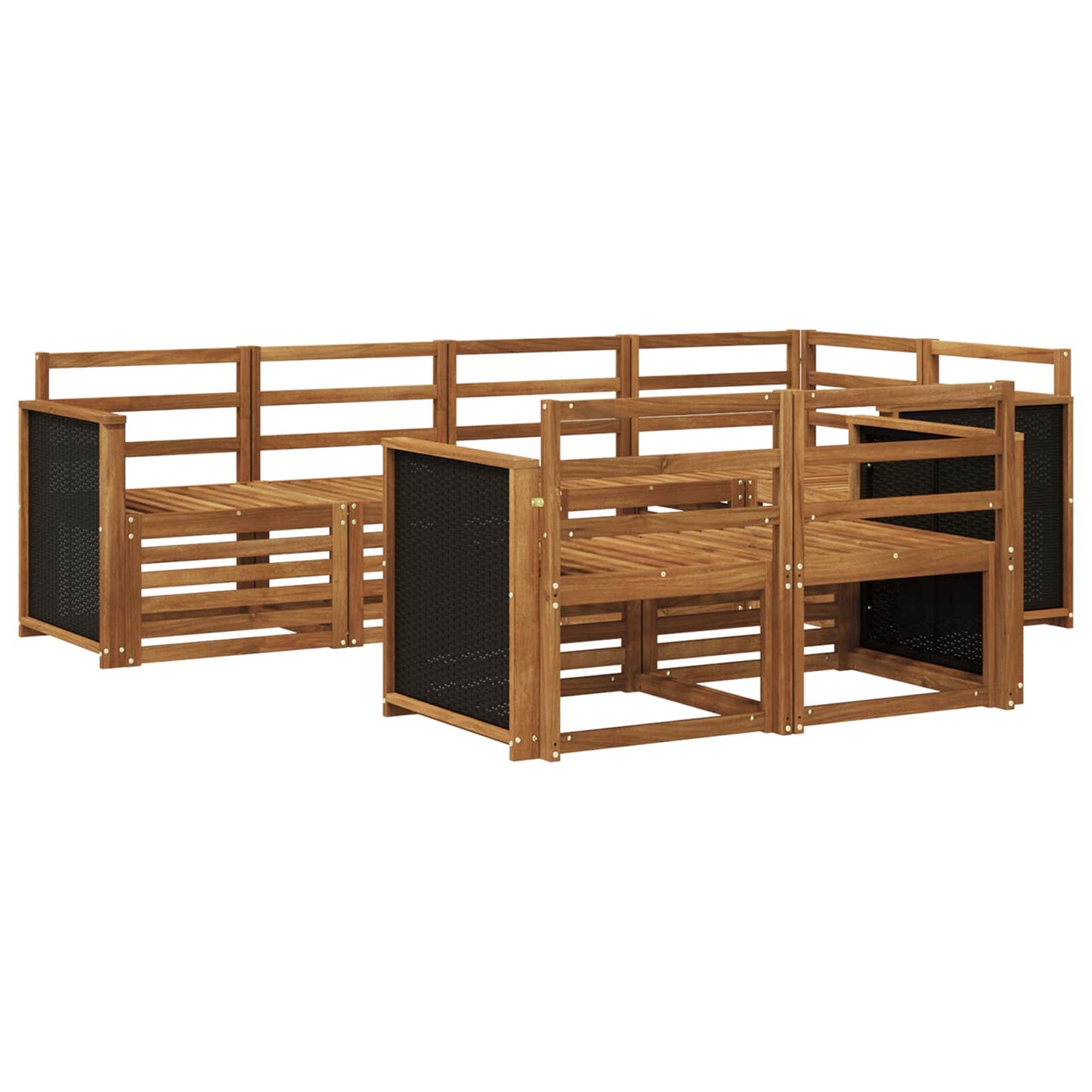 Ecksofa Set 6 pcs Natur Massivholz Akazie