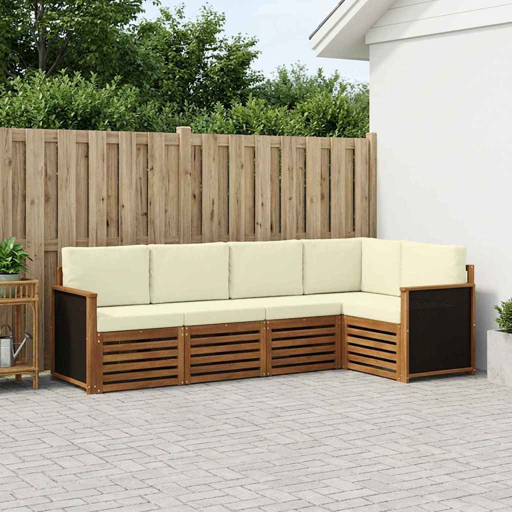 Ecksofa Set mit Kissen 6 pcs Natur und Creme