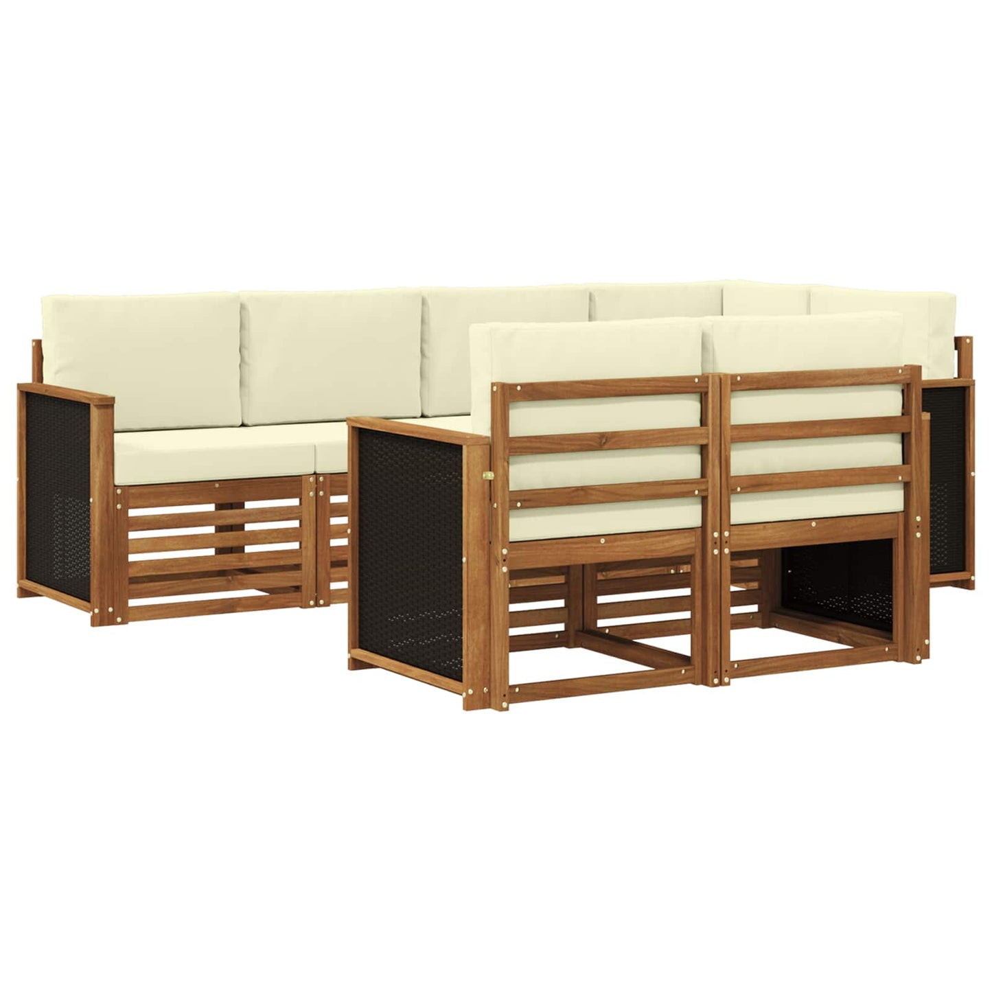 Ecksofa Set mit Kissen 6 pcs Natur und Creme