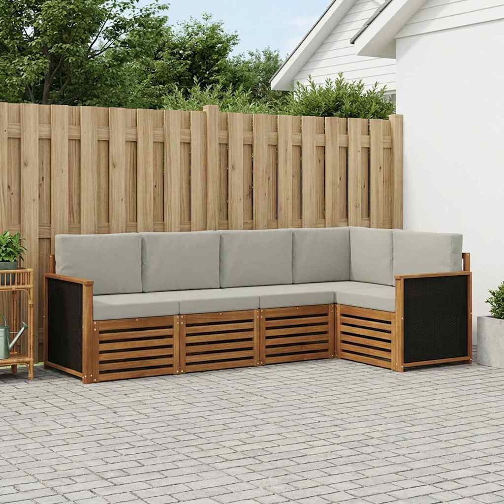 Outdoor-Sofagarnitur 6 stk. Natürlich und Hellgrau