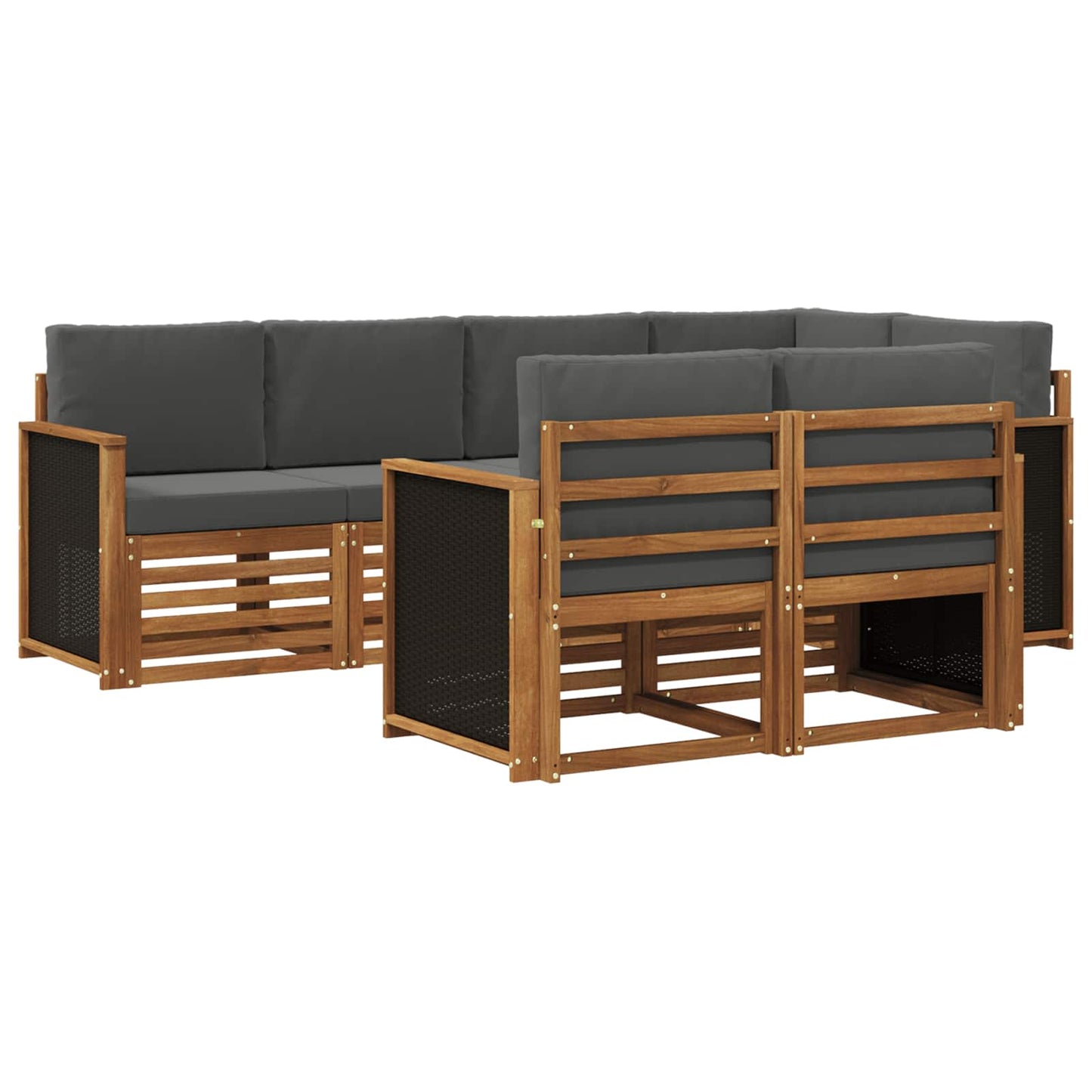 Outdoor-Sofagarnitur 6 stk. Natur und Anthrazit