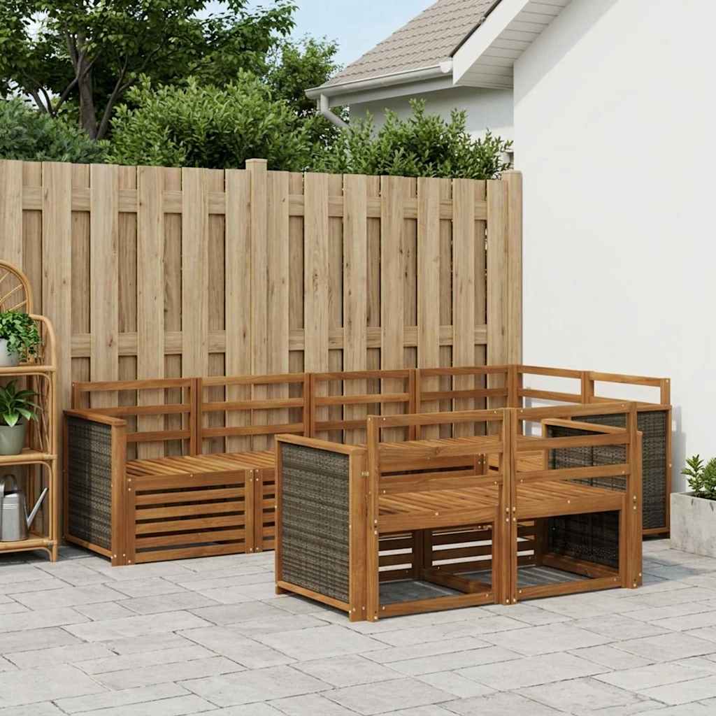 Ecksofa Set 6 pcs Natur Massivholz Akazie