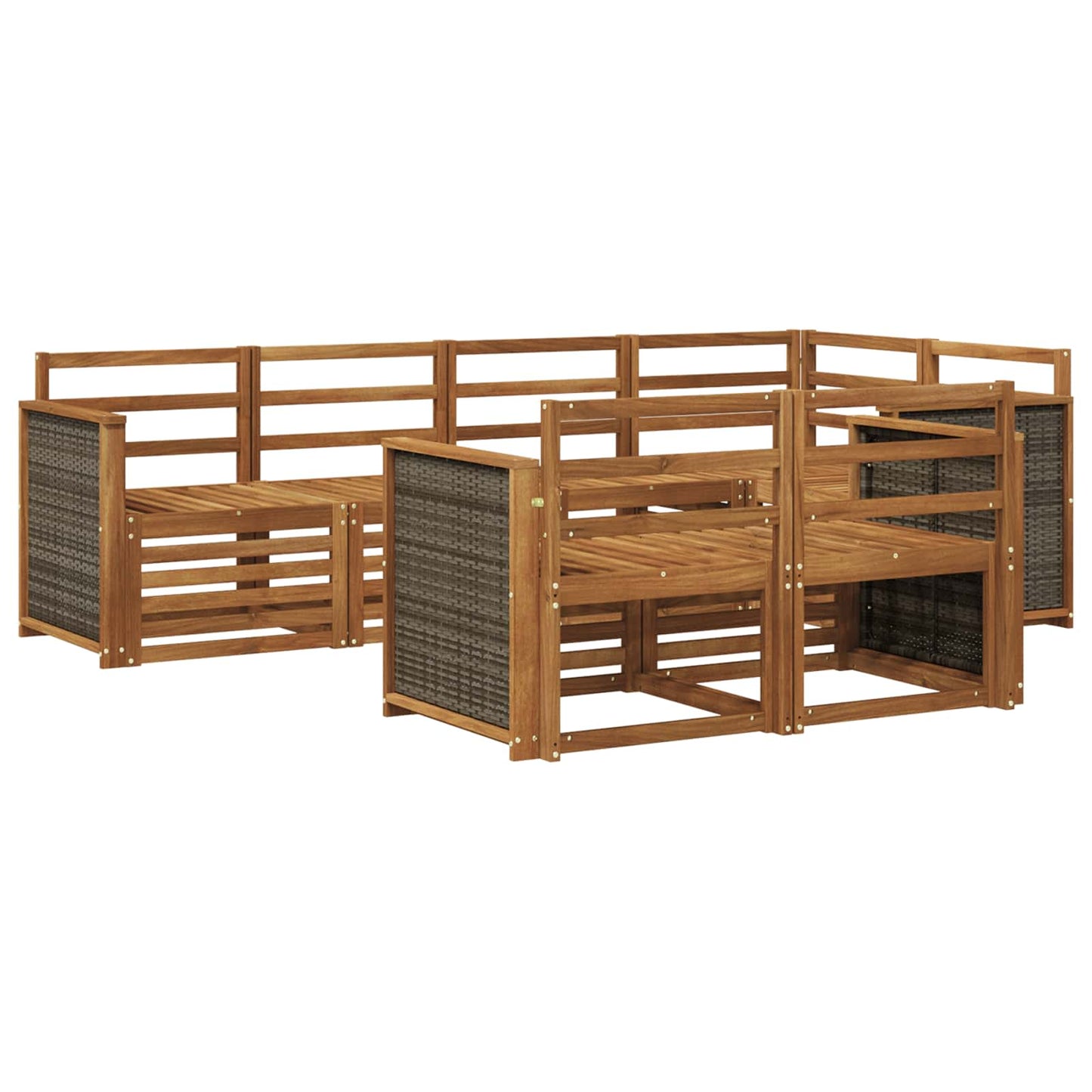 Ecksofa Set 6 pcs Natur Massivholz Akazie