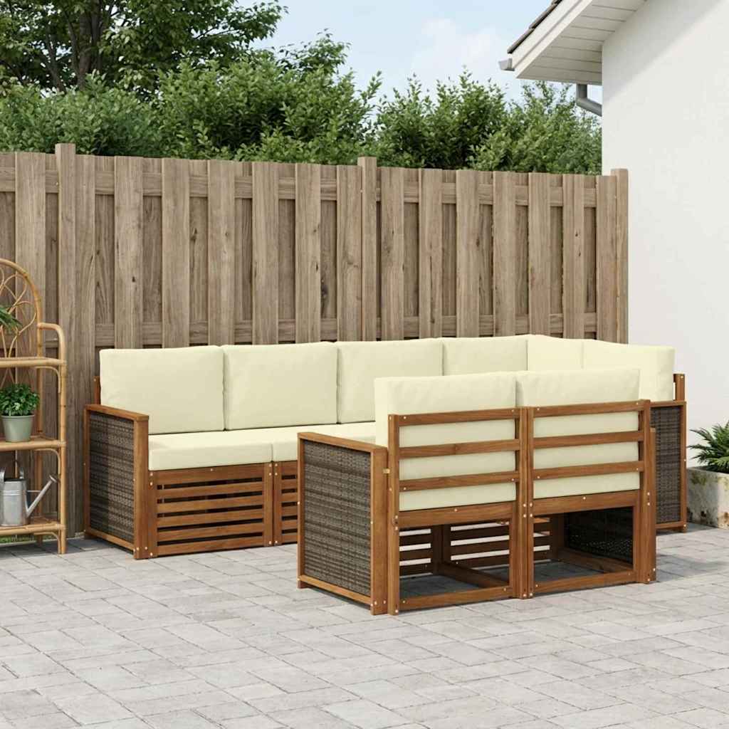 Ecksofa Set mit Kissen 6 pcs Natur und Creme