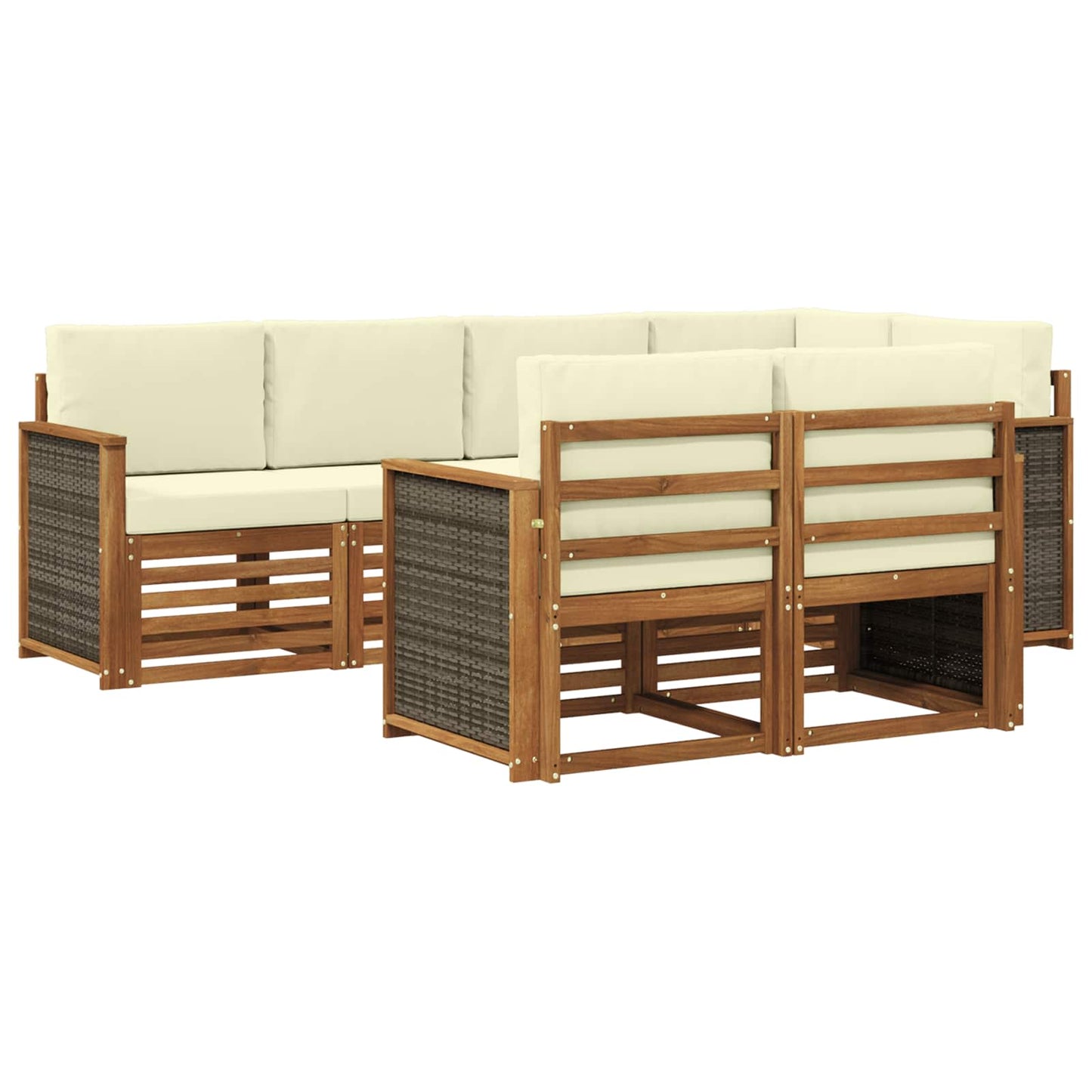 Ecksofa Set mit Kissen 6 pcs Natur und Creme