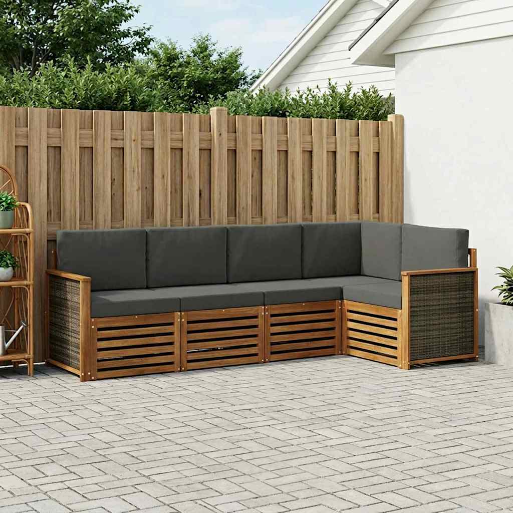 Outdoor-Sofagarnitur 6 stk. Natur und Anthrazit