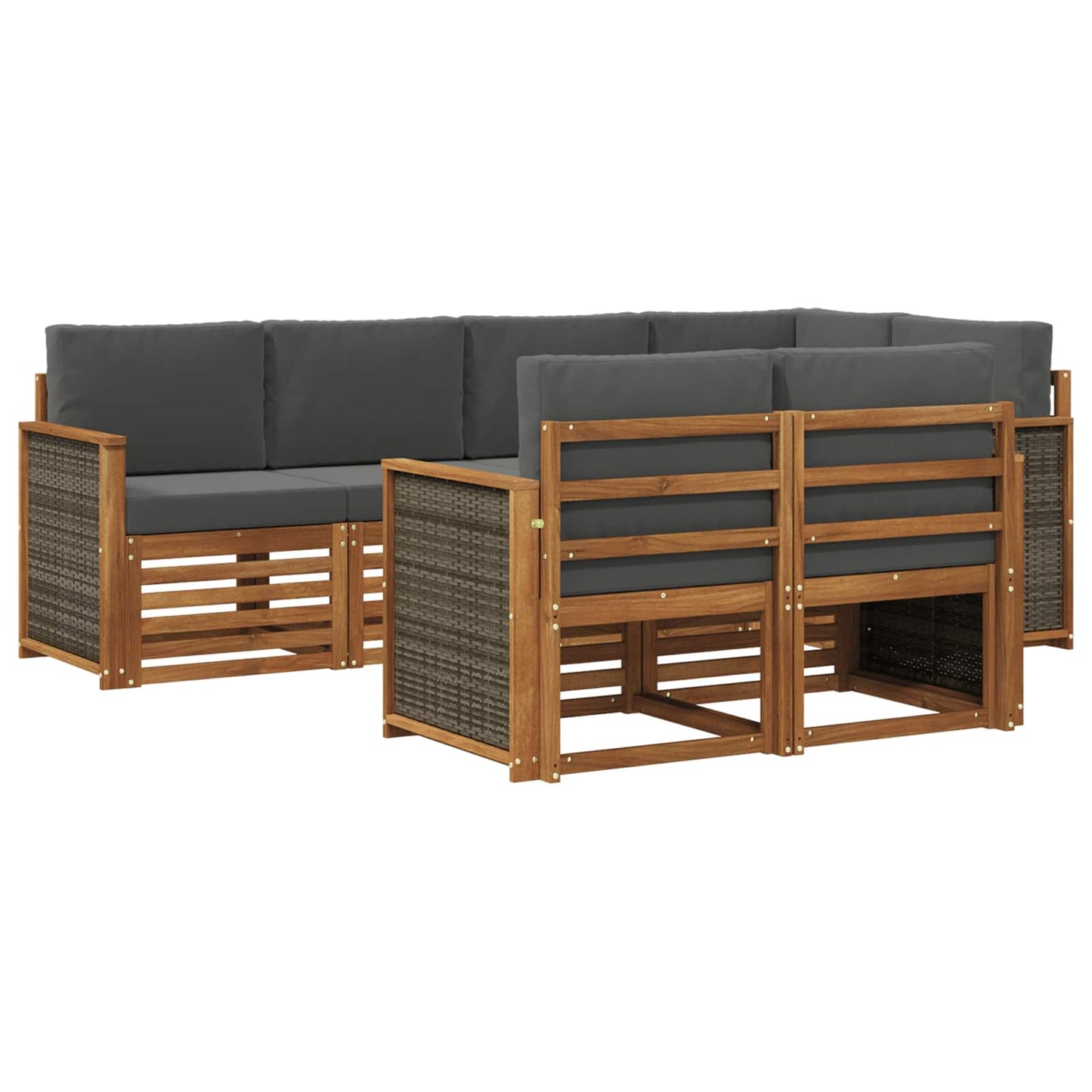 Outdoor-Sofagarnitur 6 stk. Natur und Anthrazit