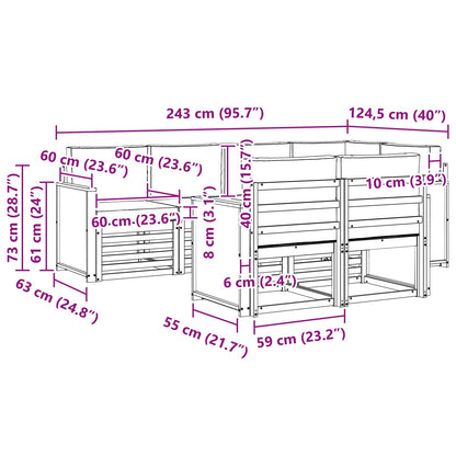 Outdoor-Sofagarnitur 6 stk. Natur