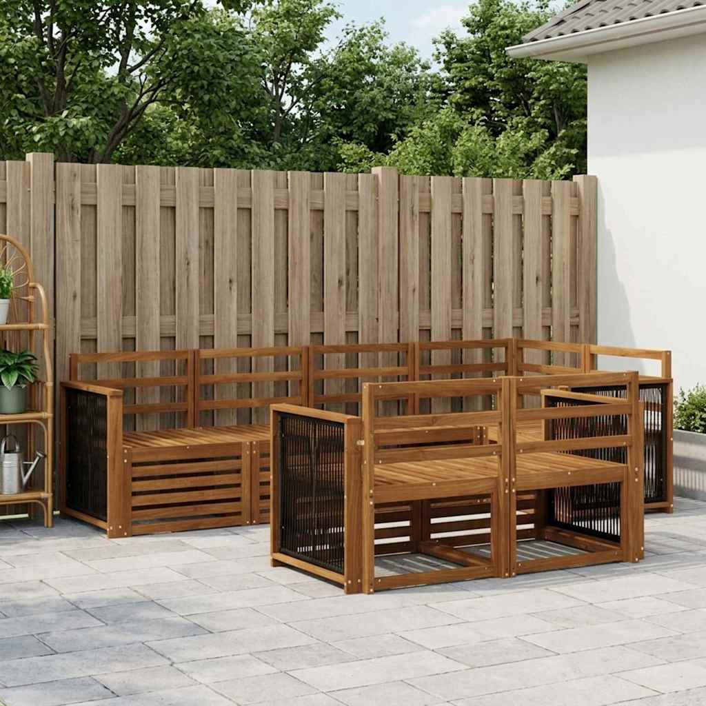 Ecksofa Set 6 pcs Natur Massivholz Akazie