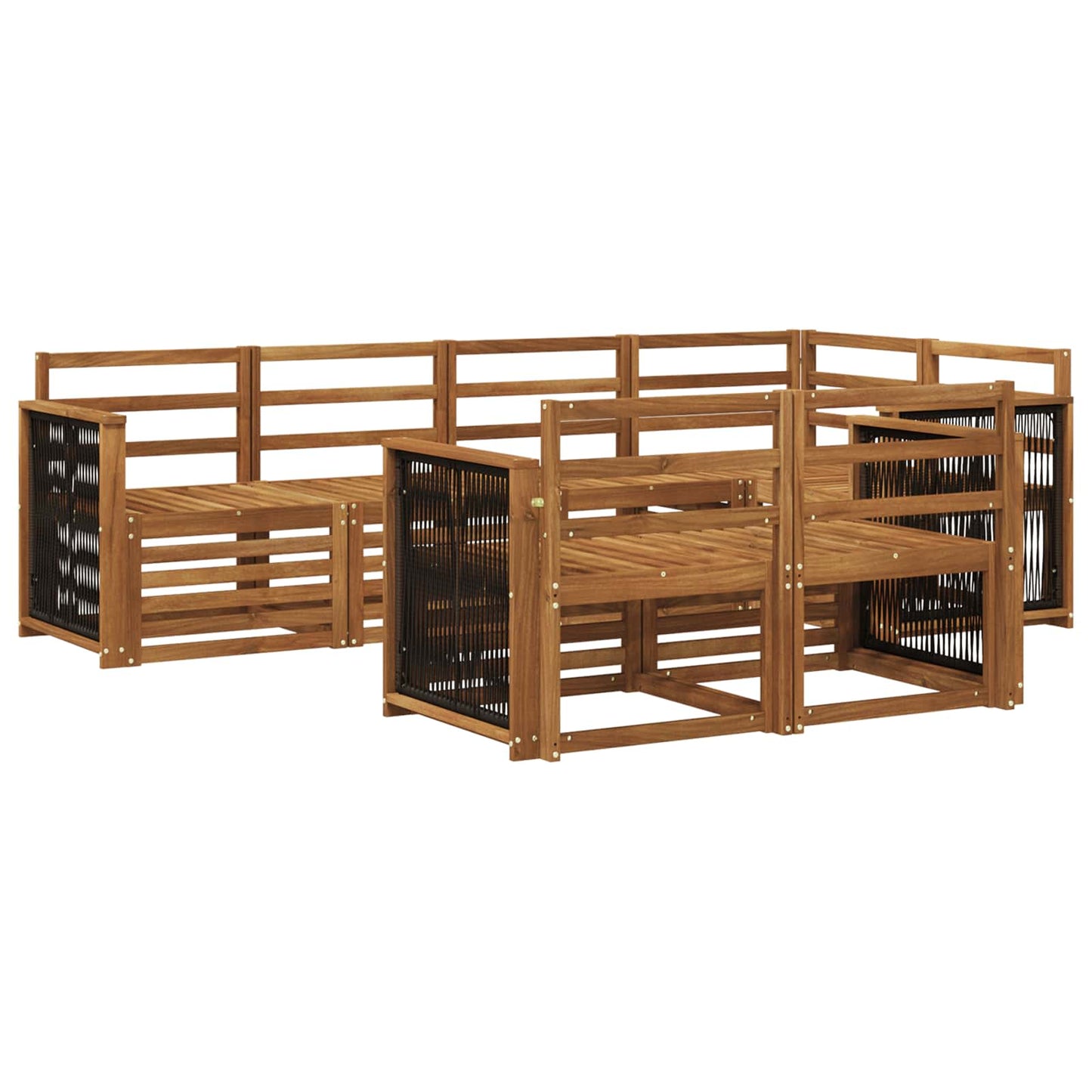 Ecksofa Set 6 pcs Natur Massivholz Akazie