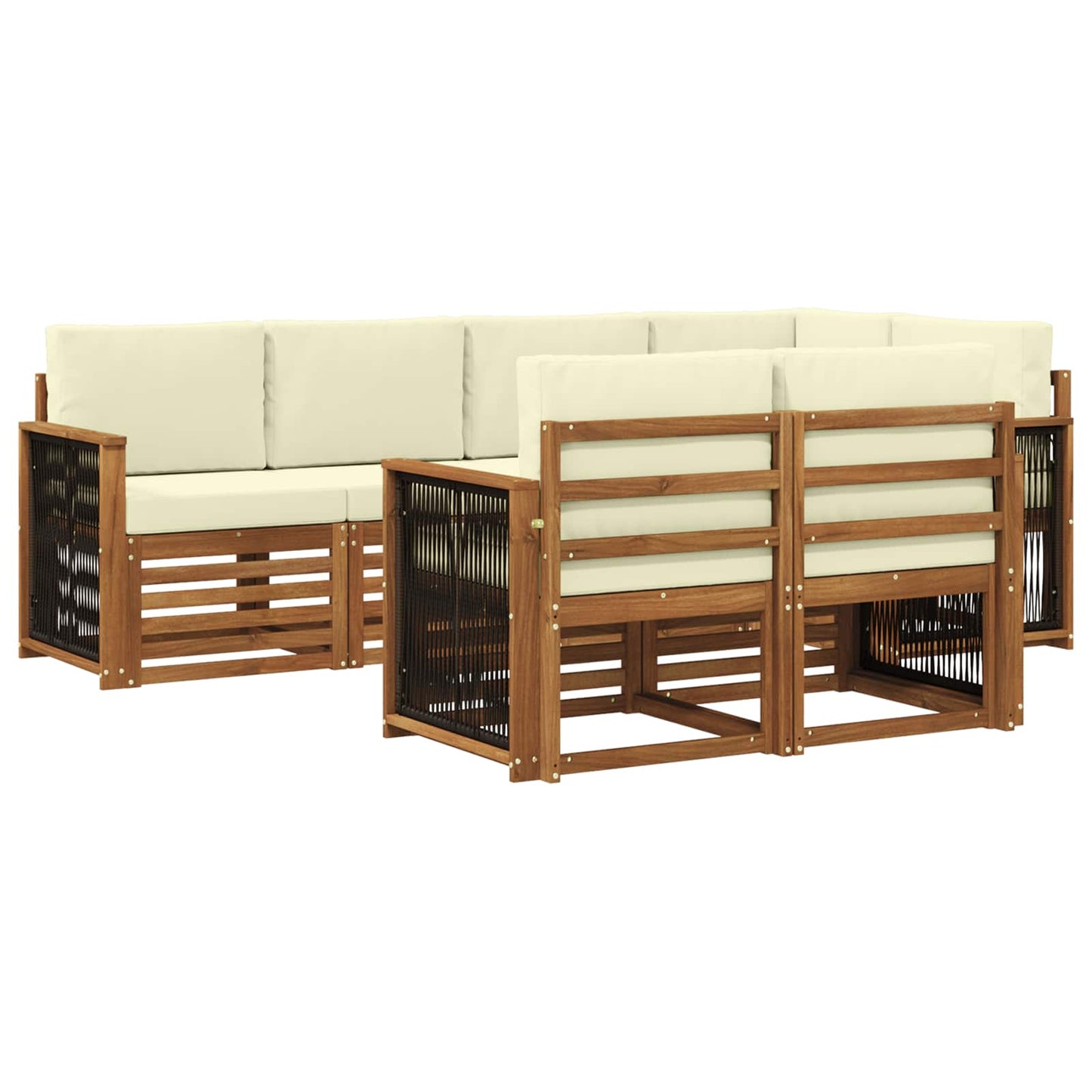 Ecksofa Set mit Kissen 6 pcs Natur und Creme