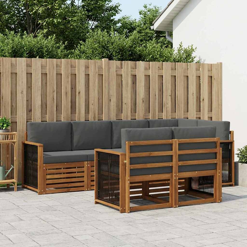 Ecksofa Set mit Kissen 6 pcs Natur und Anthrazit