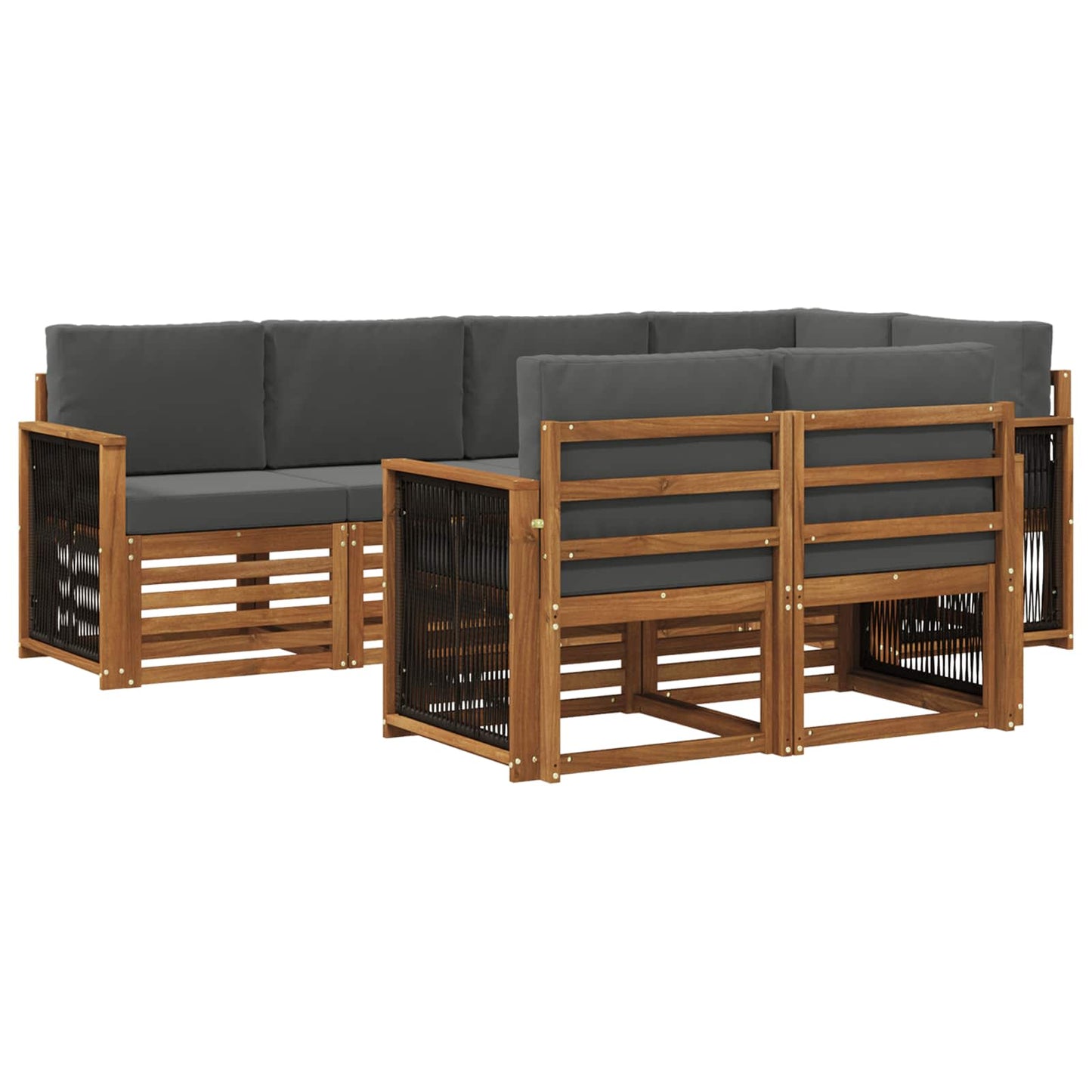 Ecksofa Set mit Kissen 6 pcs Natur und Anthrazit