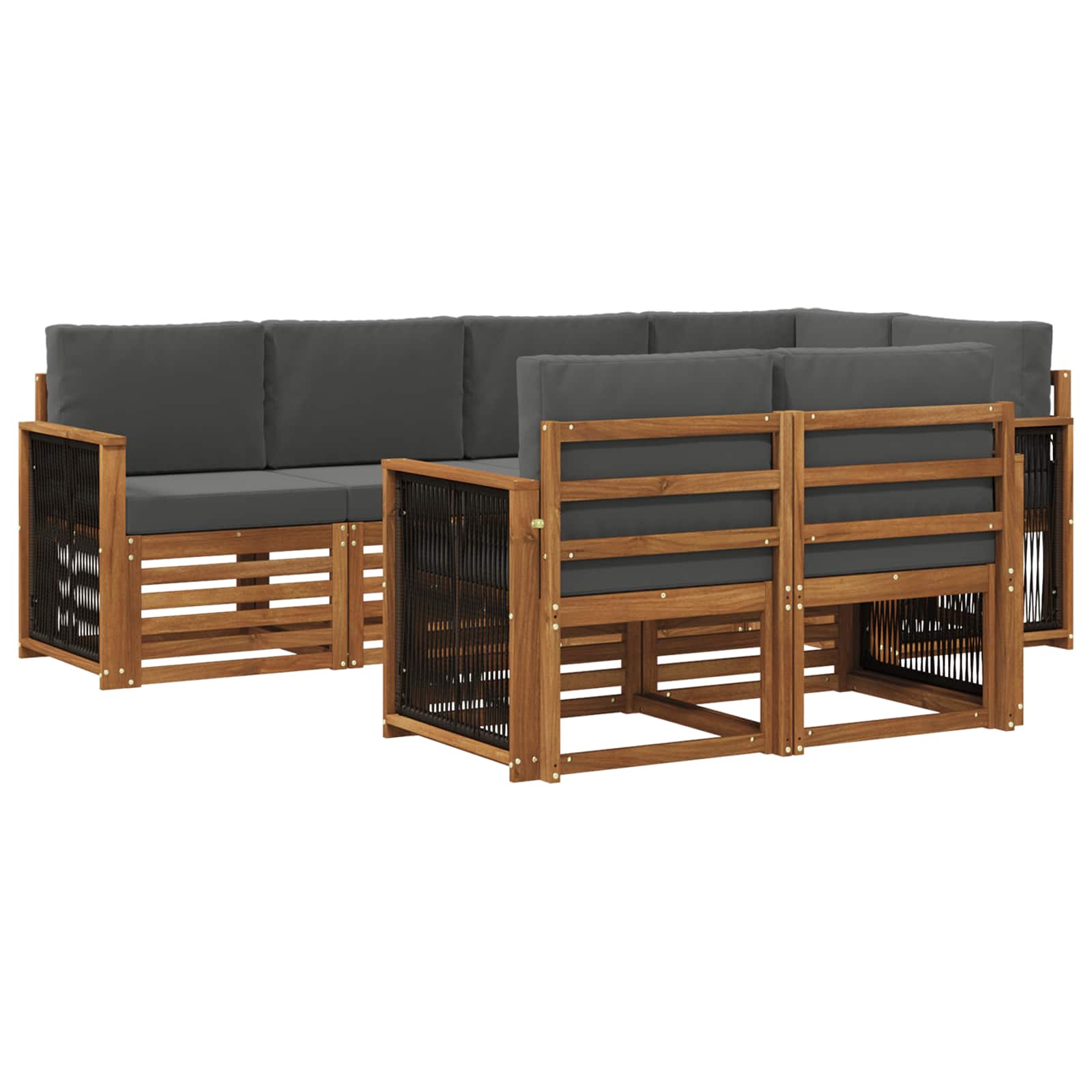 Ecksofa Set mit Kissen 6 pcs Natur und Anthrazit