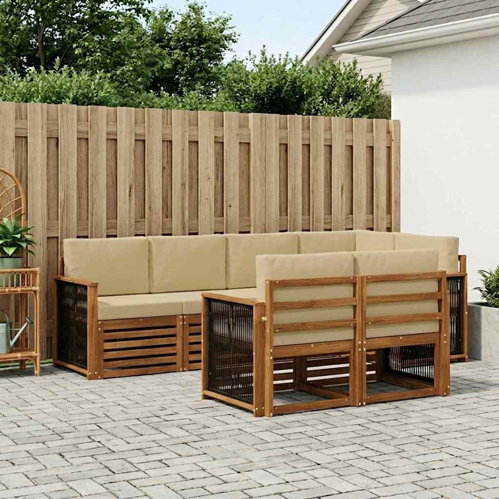Outdoor-Sofagarnitur 6 stk. Natur