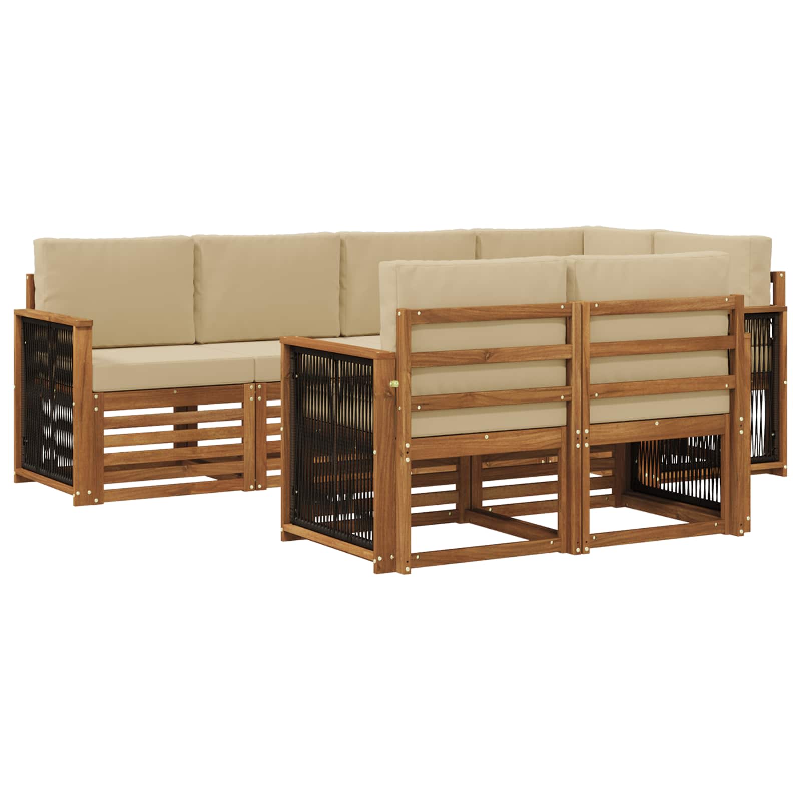 Outdoor-Sofagarnitur 6 stk. Natur