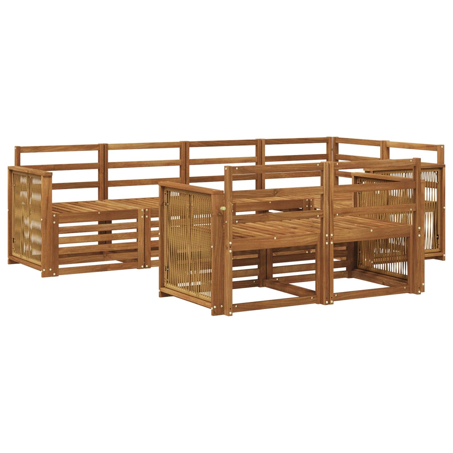 Ecksofa Set 6 pcs Natur Massivholz Akazie