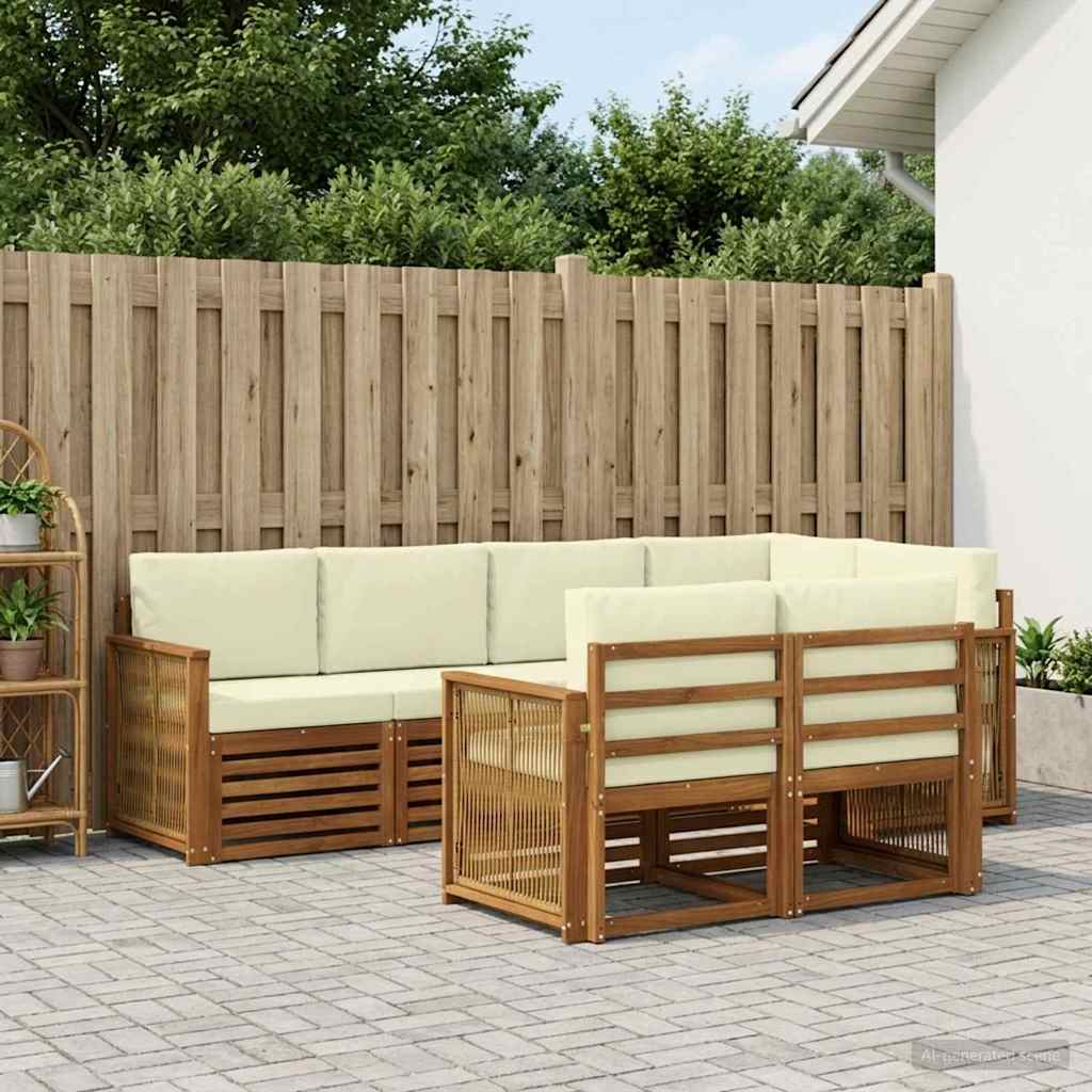 Ecksofa Set mit Kissen 6 pcs Natur und Creme