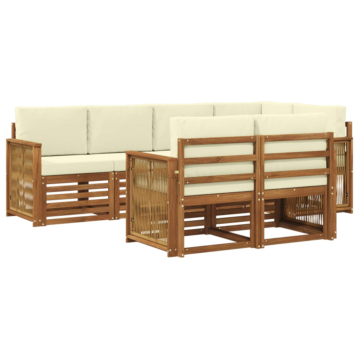Ecksofa Set mit Kissen 6 pcs Natur und Creme