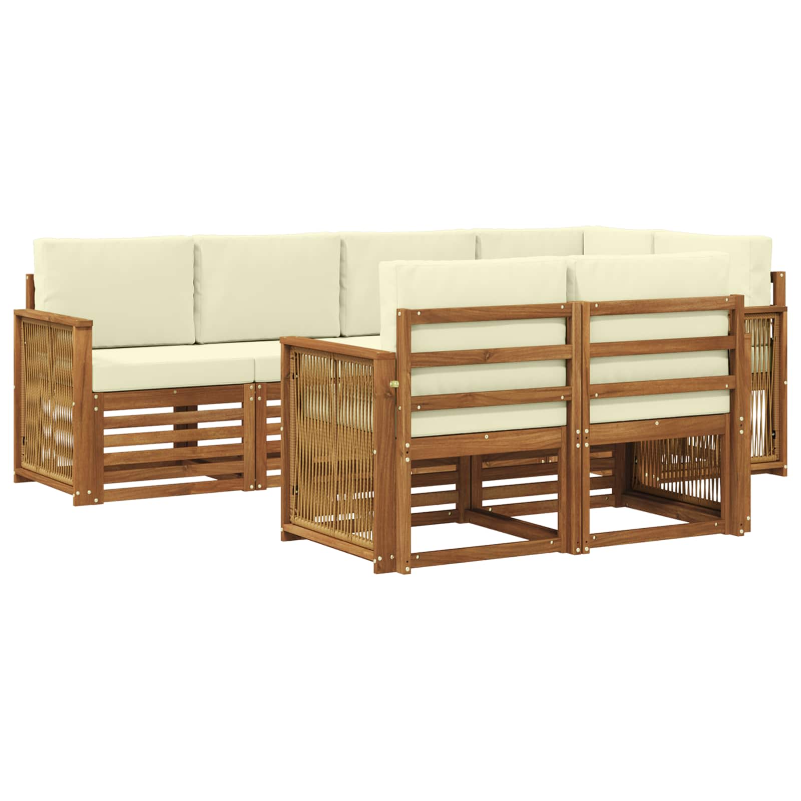 Ecksofa Set mit Kissen 6 pcs Natur und Creme