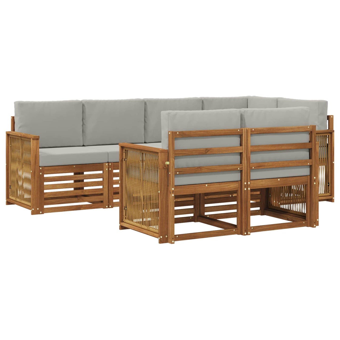 Ecksofa Set mit Kissen 6 pcs Natürlich und Hellgrau