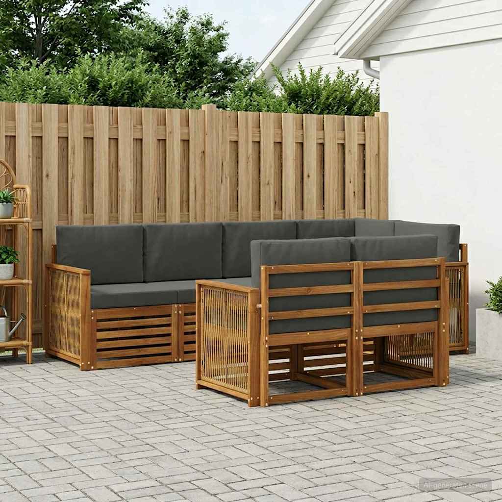 Ecksofa Set mit Kissen 6 pcs Natur und Anthrazit