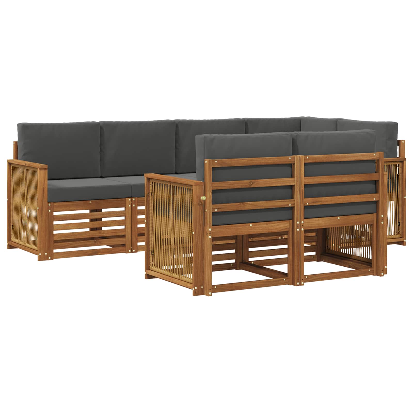 Ecksofa Set mit Kissen 6 pcs Natur und Anthrazit