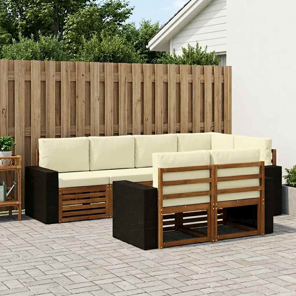 Ecksofa Set mit Kissen 7 pcs Natur und Creme