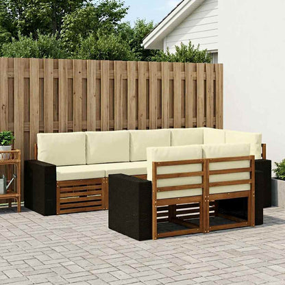Outdoor-Sofagarnitur 7 stk. Natur und Creme Polyester