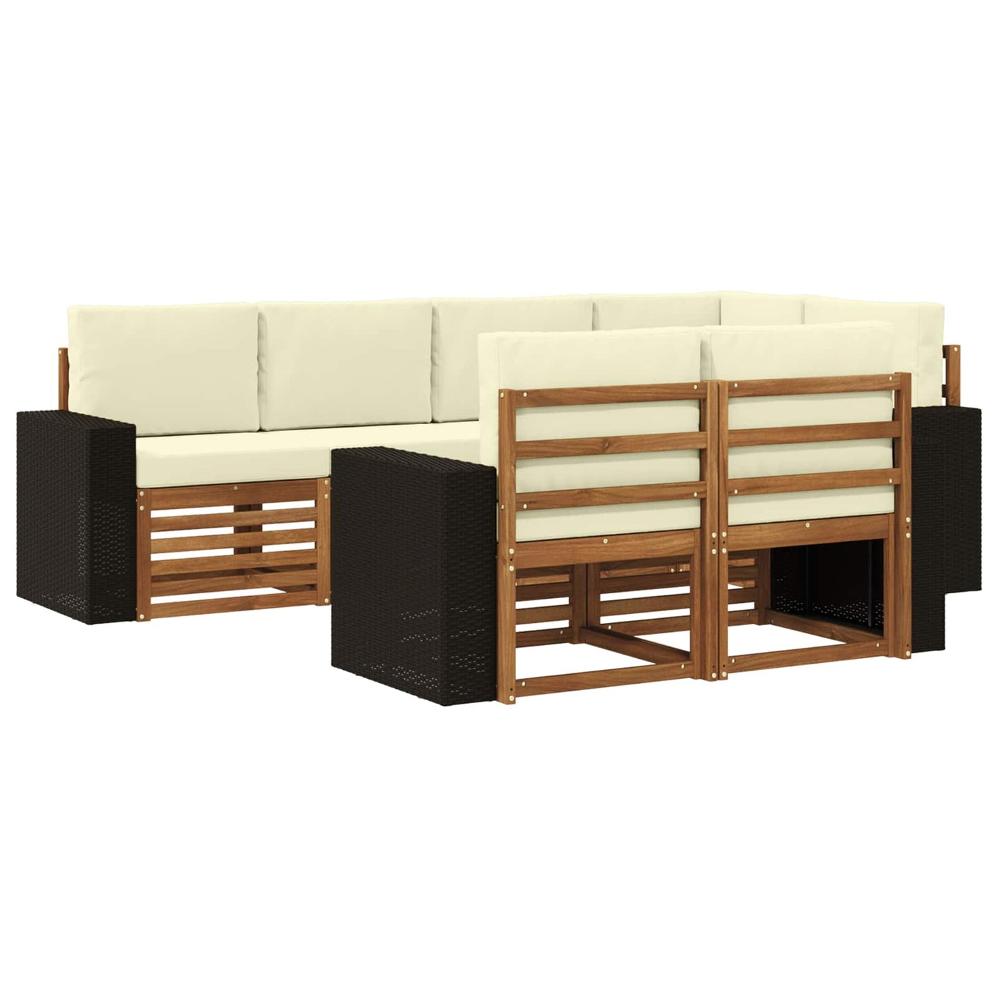 Ecksofa Set mit Kissen 7 pcs Natur und Creme