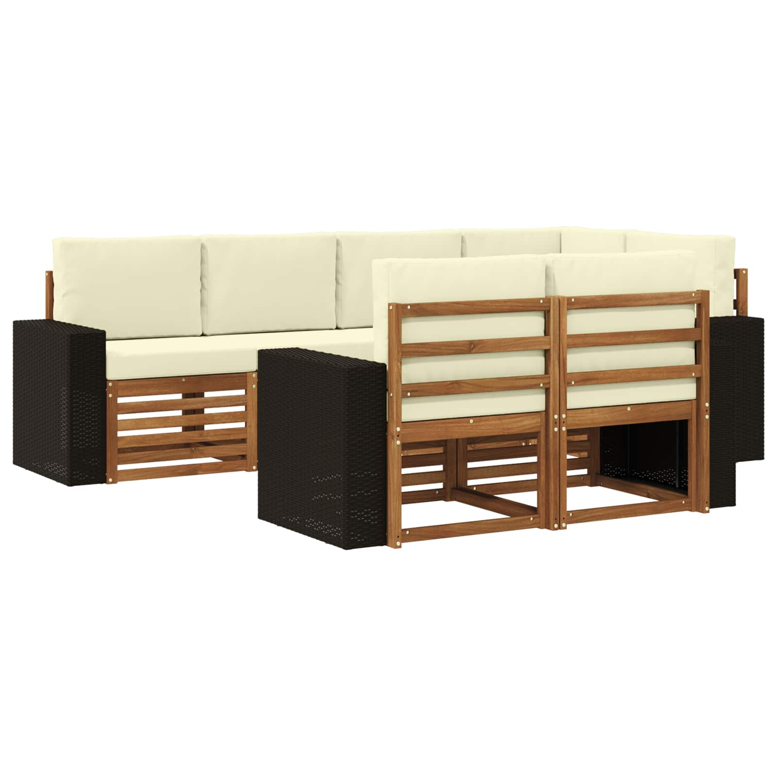 Ecksofa Set mit Kissen 7 pcs Natur und Creme