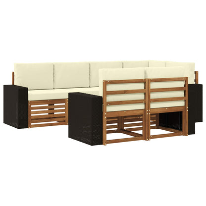 Outdoor-Sofagarnitur 7 stk. Natur und Creme Polyester