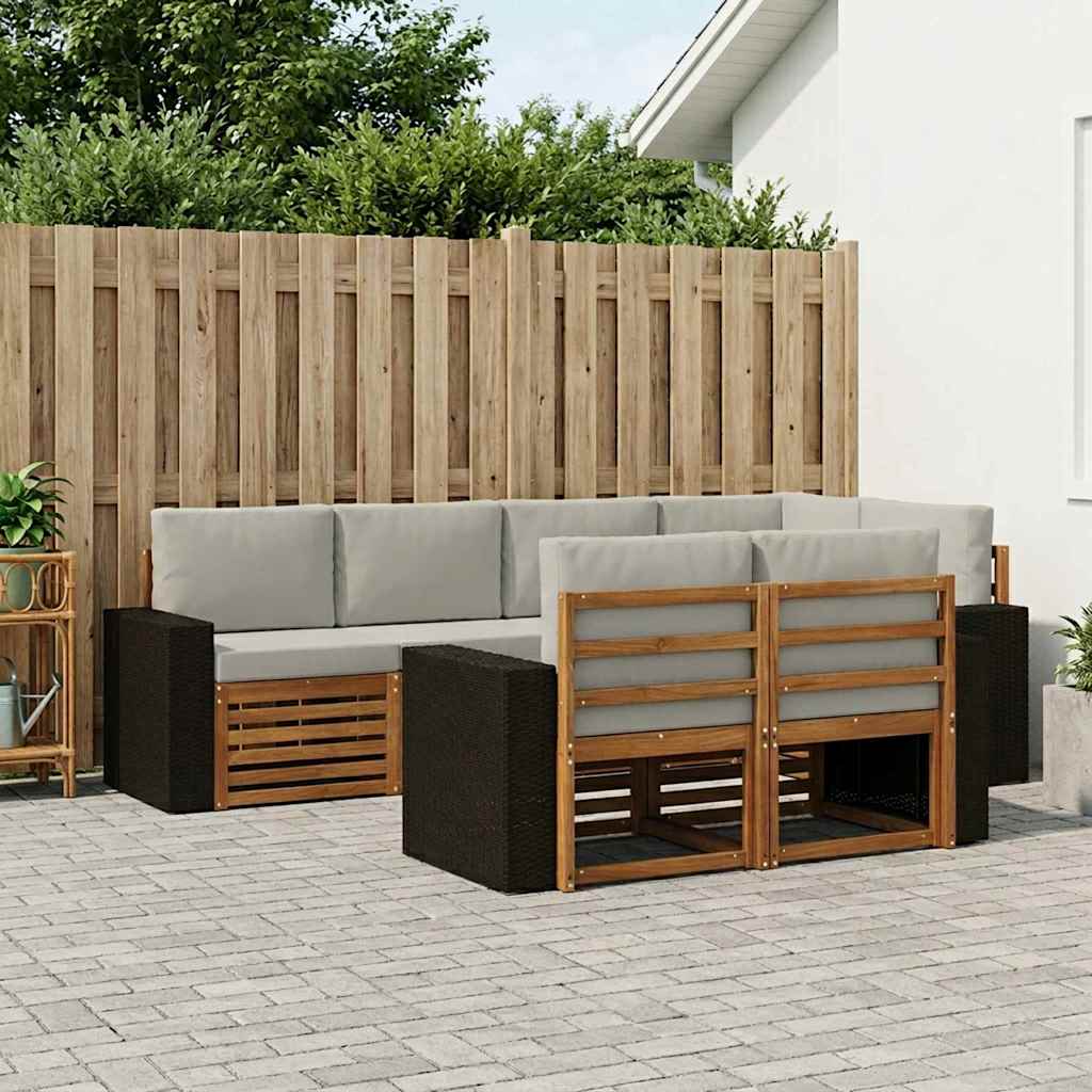 Ecksofa Set mit Kissen 7 pcs Natürlich und Hellgrau