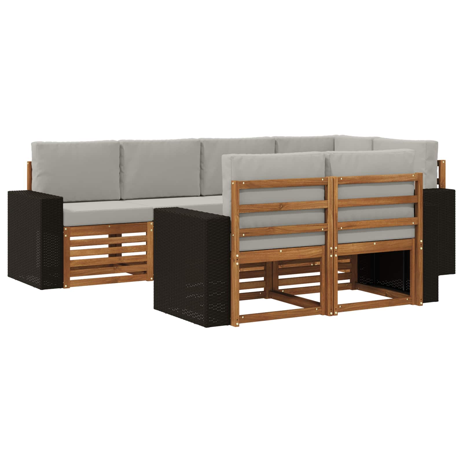 Ecksofa Set mit Kissen 7 pcs Natürlich und Hellgrau