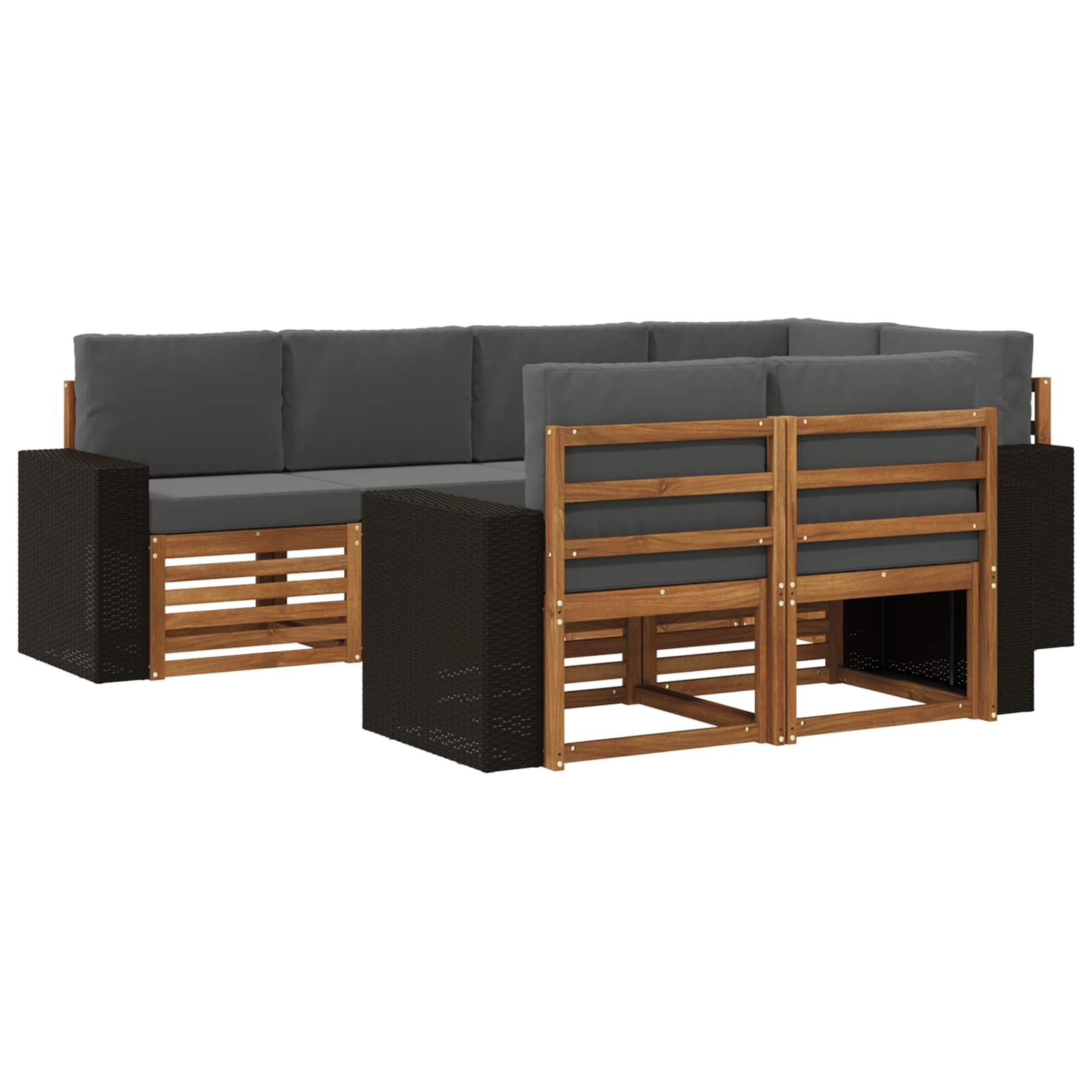 Outdoor-Sofagarnitur 7 stk. Natur und Anthrazit Polyester