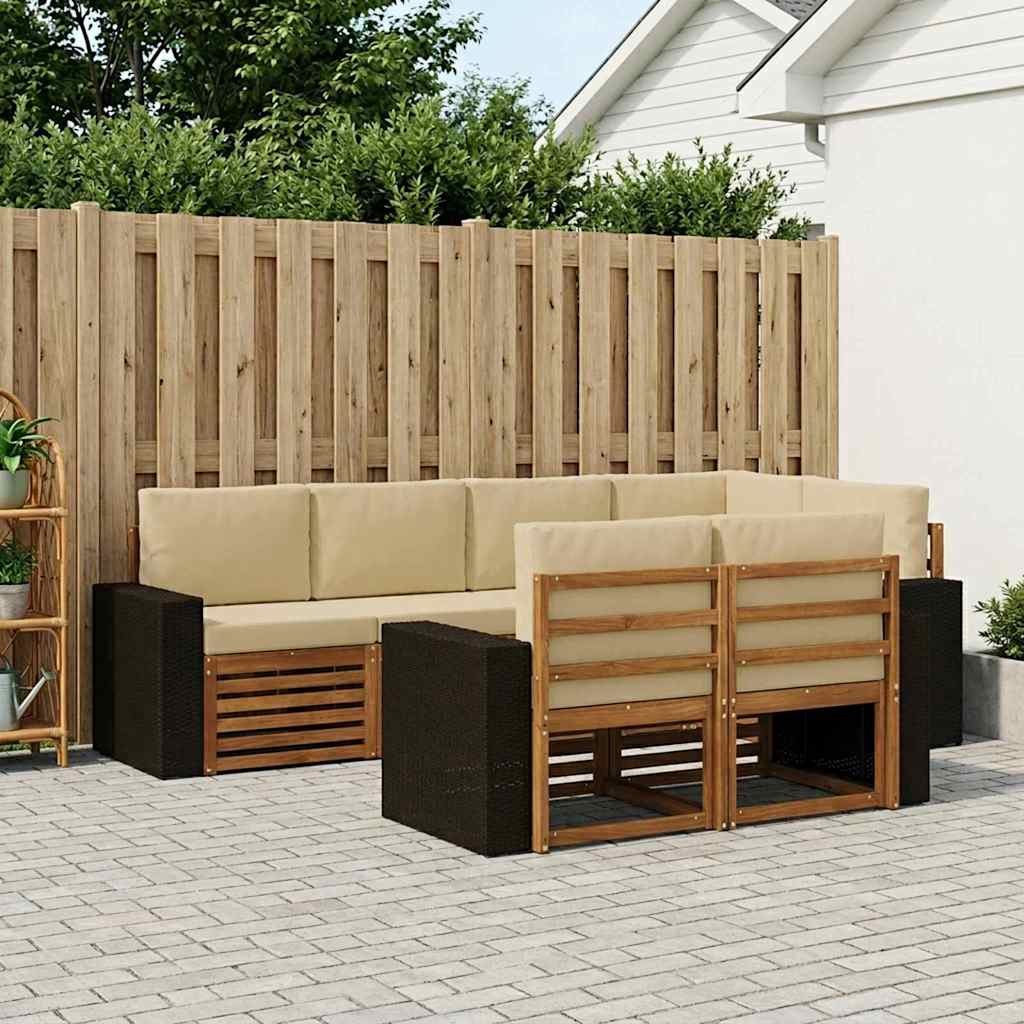 Ecksofa Set mit Kissen 7 pcs Natur und Beige