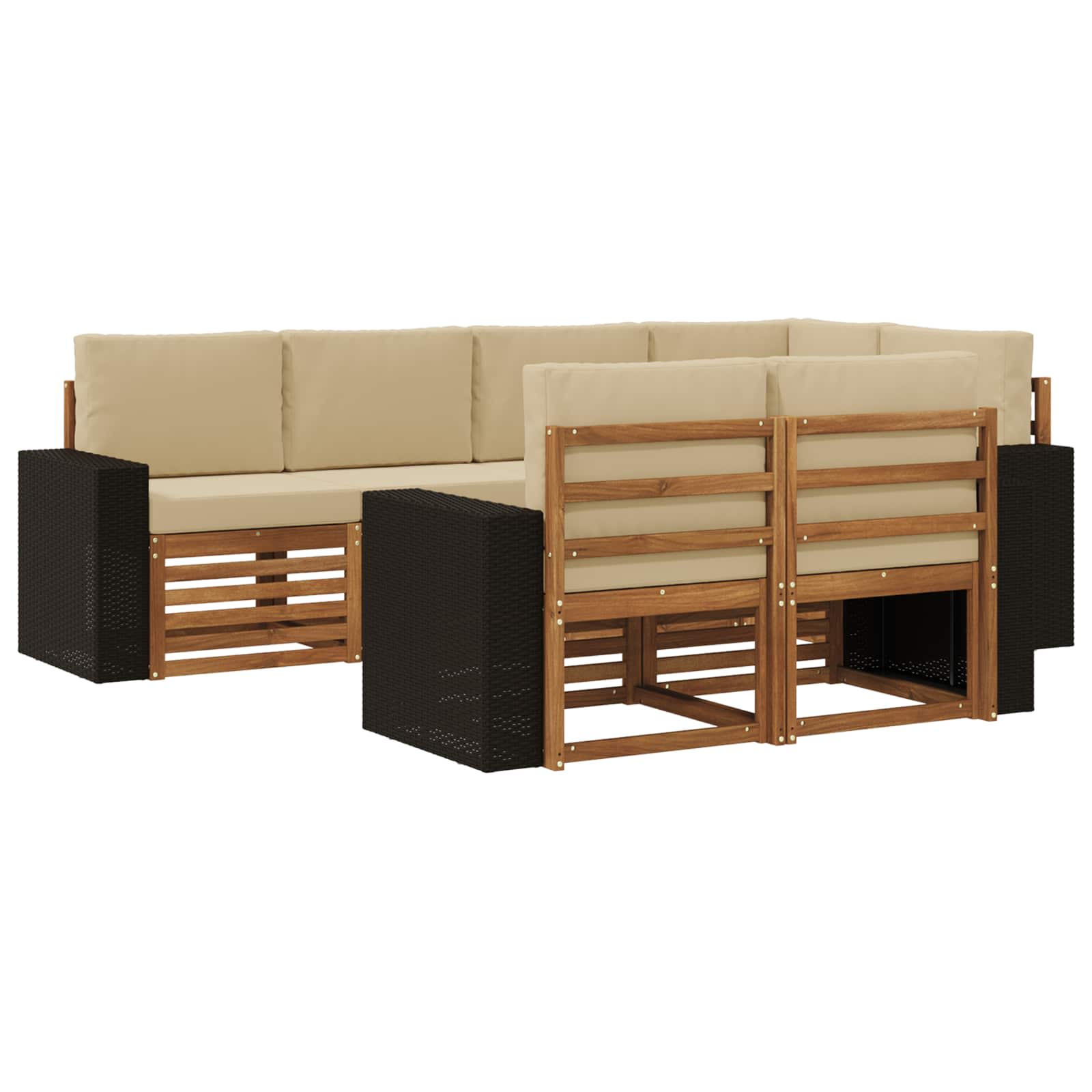 Ecksofa Set mit Kissen 7 pcs Natur und Beige