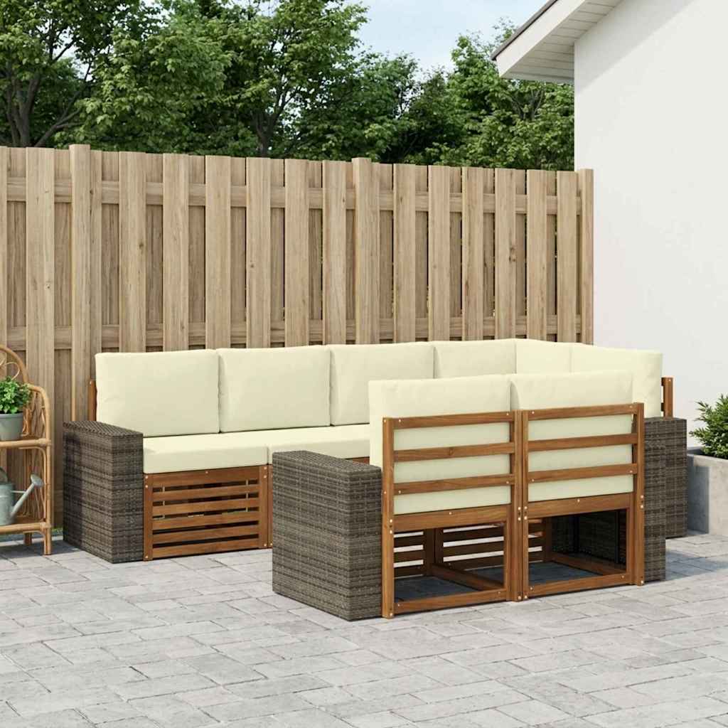 Ecksofa Set mit Kissen 7 pcs Natur und Creme