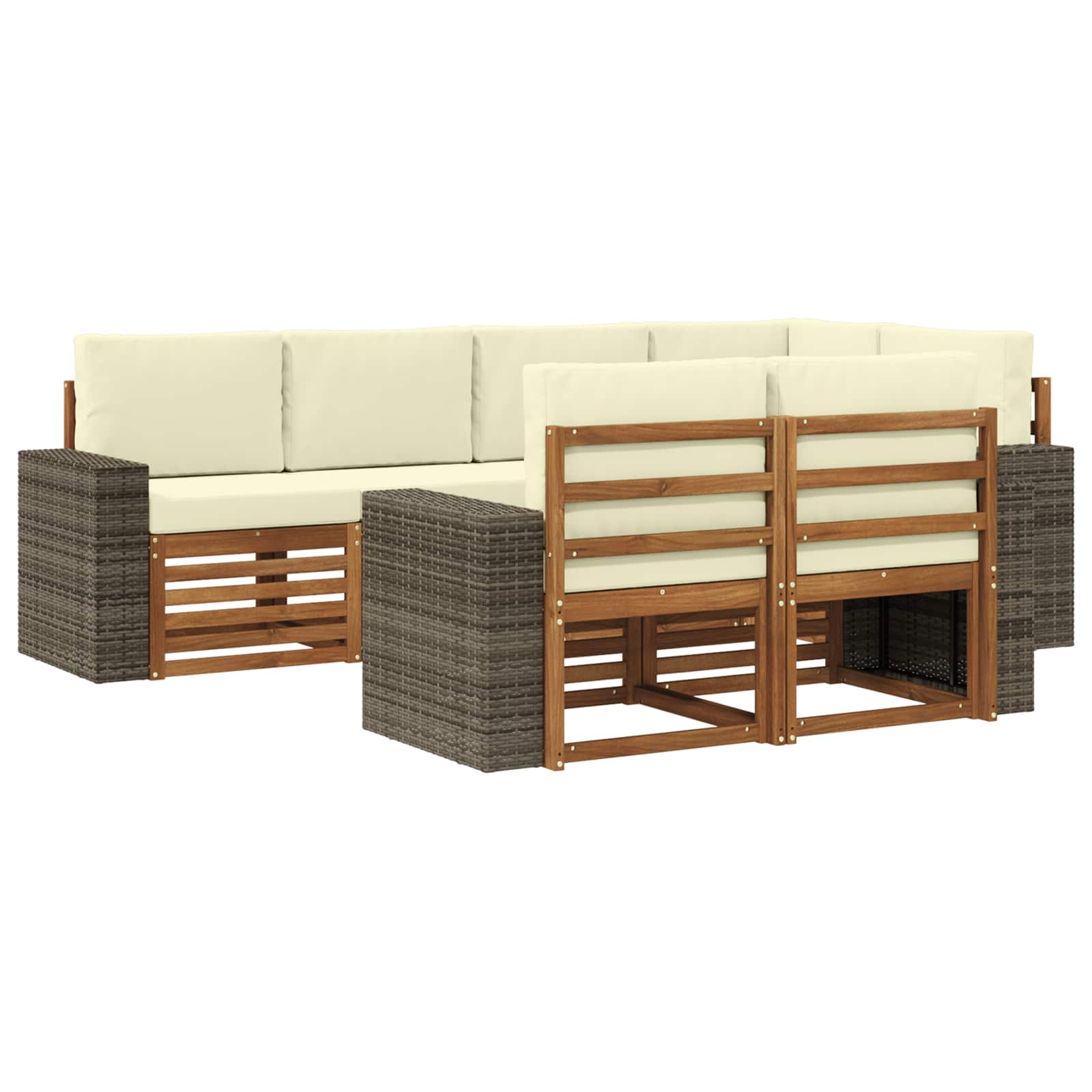Ecksofa Set mit Kissen 7 pcs Natur und Creme