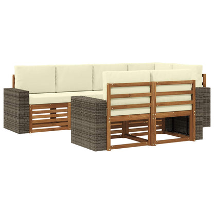 Outdoor-Sofagarnitur 7 stk. Natur und Creme Polyester