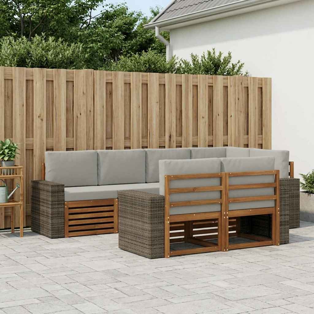 Ecksofa Set mit Kissen 7 pcs Natürlich und Hellgrau