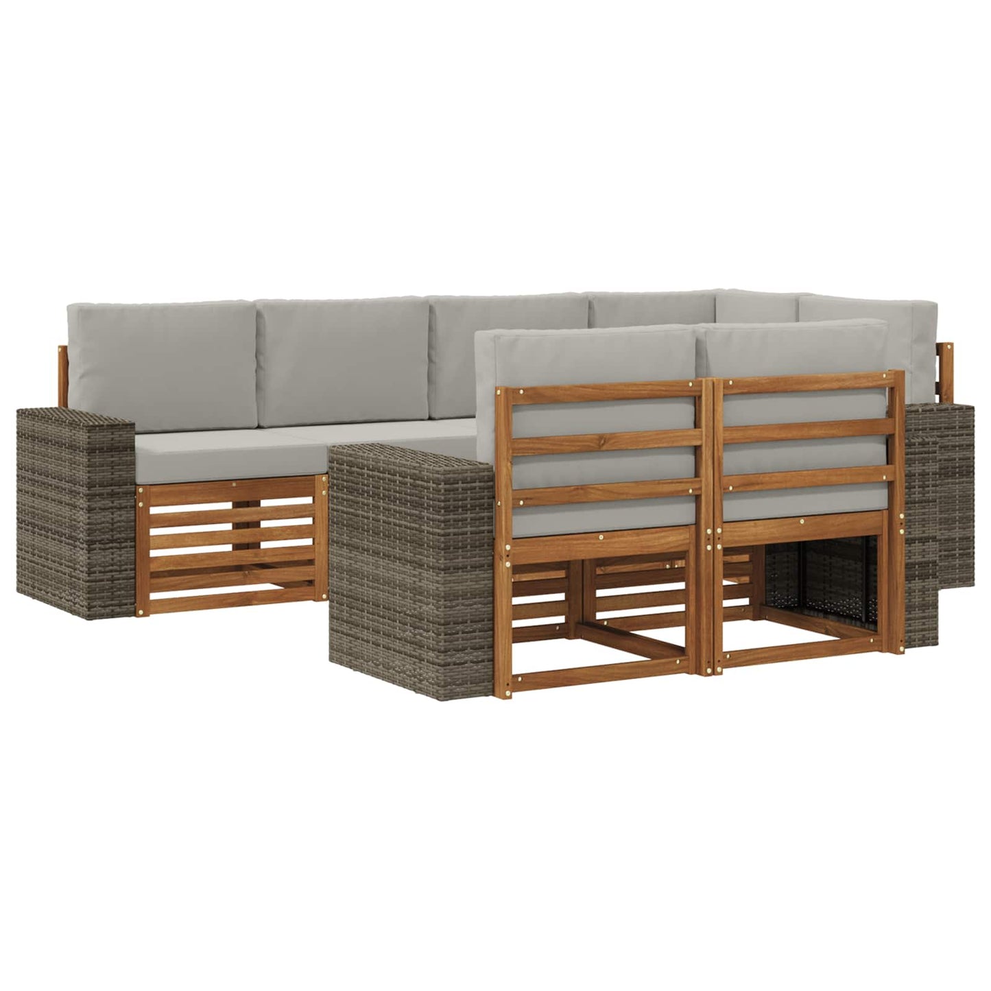 Ecksofa Set mit Kissen 7 pcs Natürlich und Hellgrau